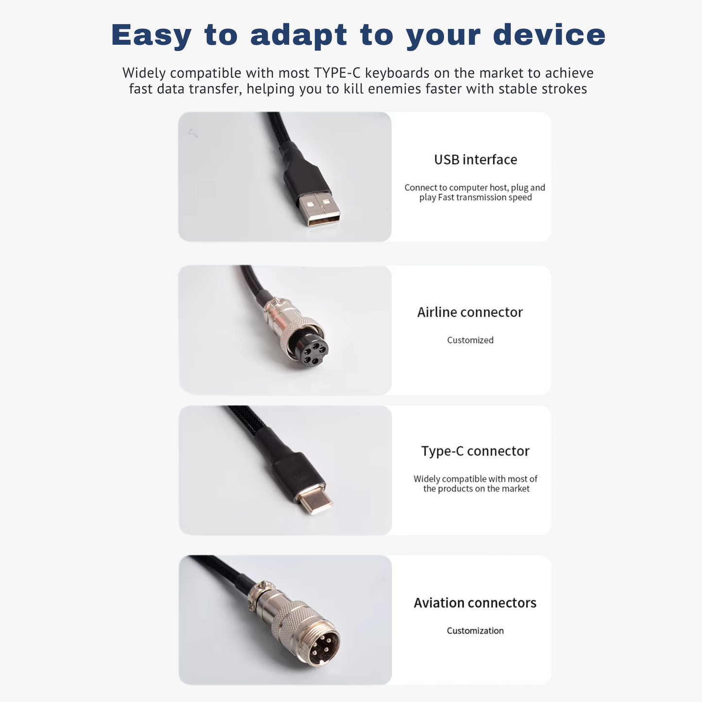 Premium Gaming Coiled Keyboard Cable USB-C