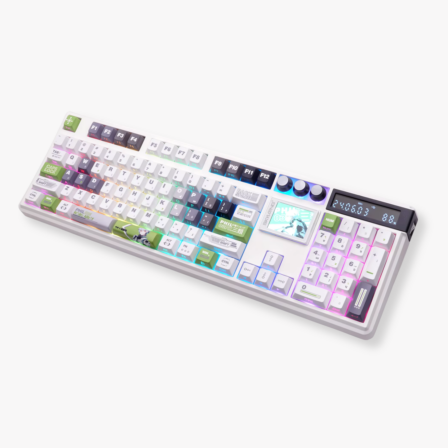 Mechanical Gaming Keyboard Full Layout with LCD Screen & 3 Knobs