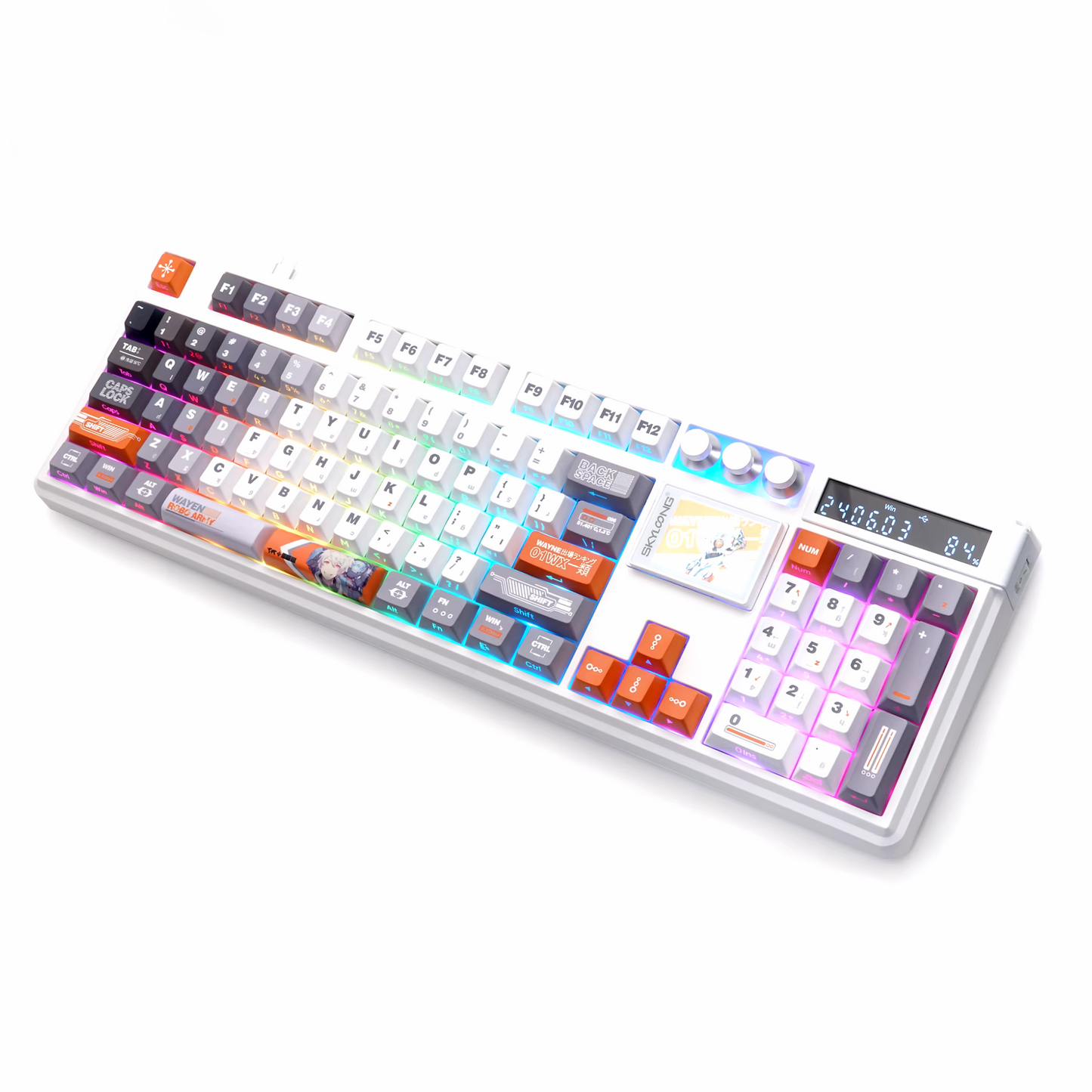 Mechanical Gaming Keyboard Full Layout with LCD Screen & 3 Knobs