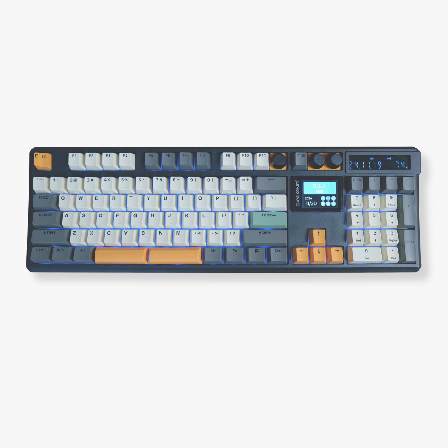 Mechanical Gaming Keyboard Full Layout with LCD Screen & 3 Knobs