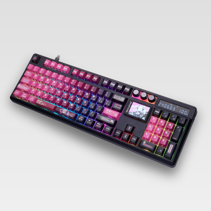 Mechanical Gaming Keyboard Full Layout with LCD Screen & 3 Knobs