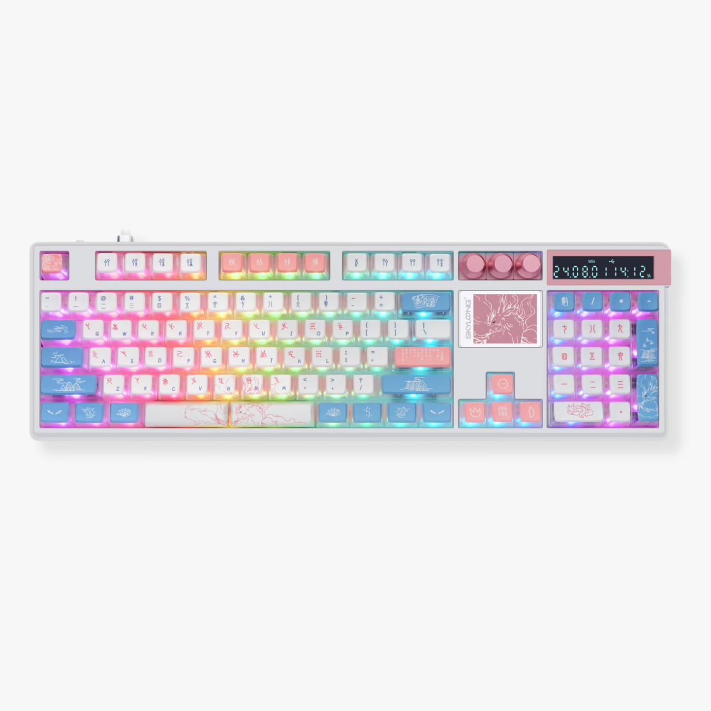 Mechanical Gaming Keyboard Full Layout with LCD Screen & 3 Knobs